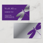 Paarse en Zilverdragonfly-Visitekaartjes Visitekaartje (Voorkant / Achterkant)
