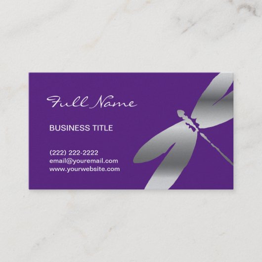 Paarse en Zilverdragonfly-Visitekaartjes Visitekaartje (Voorkant)