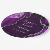 Paarse en Zilveren Agaat Marmer Zoet Zestien Papieren Bordje (Gekanteld)