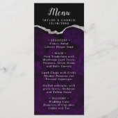 Paarse en zilveren Agaat Marmeren bruiloft Menu (Voorkant)