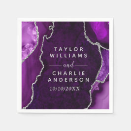 Paarse en zilveren Agaat Marmeren bruiloft Servet