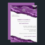 Paarse en zilveren Agate Border, Bar Mitzvah Kaart<br><div class="desc">Dit moderne ontwerp is voorzien van een prachtige paarse en zilveren glitterige rand en uw aangepaste tekst op de voor- en achterkant indien nodig. Gebruik de vorm van de sjabloon om jouw tekst toe te voegen. De geavanceerde het uitgeven menu's, die door "te kiezen verder"worden betreden, zullen u toestaan om...</div>
