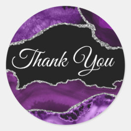 Paarse en zilveren Agate Dank u Ronde Sticker