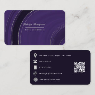 Paarse en Zilveren Agate QR Code Zakelijke Paskaar Visitekaartje