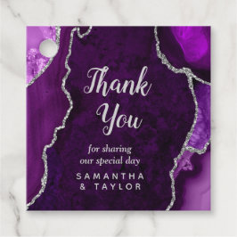 Paarse en Zilveren Agate Weddenschap Dank je Bedankjes Labels