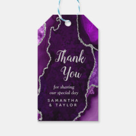 Paarse en Zilveren Agate Weddenschap Dank je Cadeaulabel
