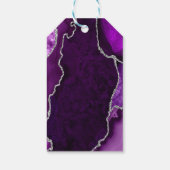 Paarse en Zilveren Agate Weddenschap Dank je Cadeaulabel (Achterkant)