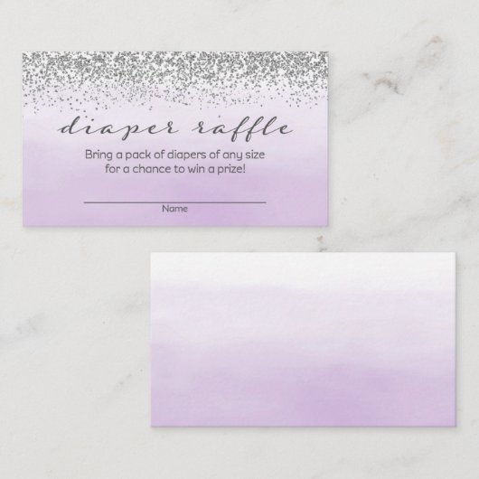 Paarse en zilveren Baby showers luierkrabbel Informatiekaartje (Voorkant / Achterkant)