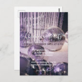 Paarse en Zilveren Baubles kerstfeest Invitati Briefkaart (Voorkant / Achterkant)