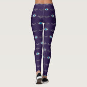 Paarse en zilveren blauwe ogen Lashes Nazar Mati  Leggings (Achterkant)
