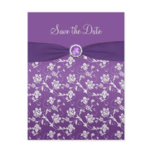 Paarse en zilveren Bloemen Bewaar de datum Post ka