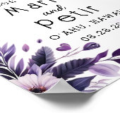 Paarse en zilveren bloemen geaccentueerd ivoor Wel Poster (Hoek)