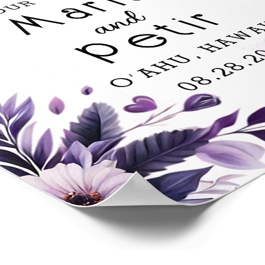 Paarse en zilveren bloemen geaccentueerd ivoor Wel Poster (Hoek)