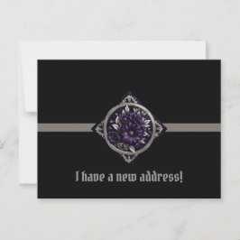 Paarse en zilveren bloemen in gotisch frame COA Briefkaart