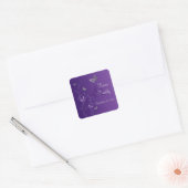 Paarse en Zilveren Bloemen met Vlinders Sticker (Envelop)