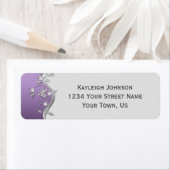  Paarse en Zilveren Bloemen Swirls Etiket (Insitu)