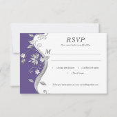  Paarse en Zilveren Bloemen Swirls RSVP (Voorkant)