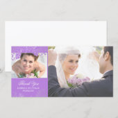 Paarse en Zilveren Bloemen Trouwfotokaarten Bedankkaart (Voorkant / Achterkant)