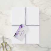 Paarse en Zilveren Bloemen Waterverf Bruiloft Cadeaulabel (Met Touw)