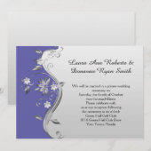  Paarse en zilveren bloemenontvangst alleen Kaart (Voorkant / Achterkant)