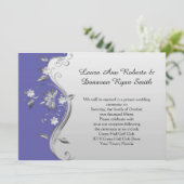  Paarse en zilveren bloemenontvangst alleen Kaart (Staand voorkant)