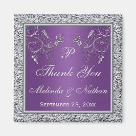 Paarse en zilveren bloemige huwelijksgunst magneet
