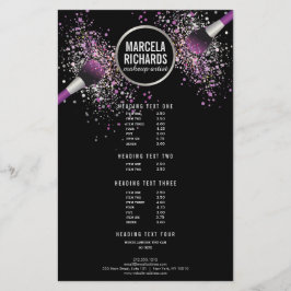 Paarse en Zilveren Blush Confetti Makeup Artist Flyer