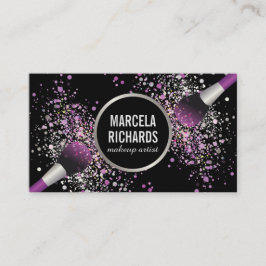 Paarse en Zilveren Blush Confetti Makeup Artist Visitekaartje