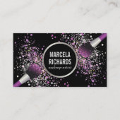 Paarse en Zilveren Blush Confetti Makeup Artist Visitekaartje (Voorkant)