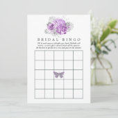 Paarse en zilveren  Bridal Bingo Kaart (Staand voorkant)