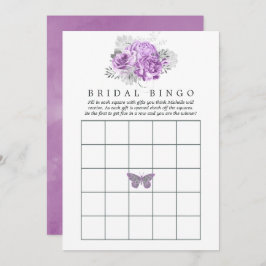 Paarse en zilveren  Bridal Bingo Kaart