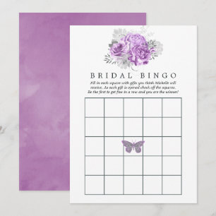 Paarse en zilveren  Bridal Bingo Kaart