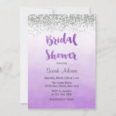 Paarse en zilveren Bridal Shower Invitation Kaart (Voorkant)
