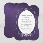 Paarse en zilveren Bridal Shower Invitation Kaart (Voorkant / Achterkant)