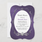 Paarse en zilveren Bridal Shower Invitation Kaart (Voorkant)