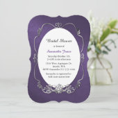 Paarse en zilveren Bridal Shower Invitation Kaart (Staand voorkant)