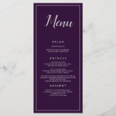 Paarse en zilveren bruiloft catering menu (Voorkant)
