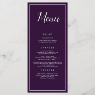 Paarse en zilveren bruiloft catering menu
