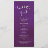 Paarse en zilveren bruiloft programmakaart (Voorkant)