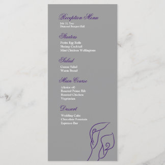 Paarse en zilveren Calla Lelies Receptie Menu
