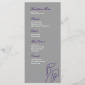 Paarse en zilveren Calla Lelies Receptie Menu (Voorkant)