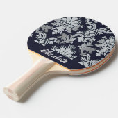 Paarse en Zilveren Damask persoonlijke peddel Tafeltennisbatje (Voorkant Gekanteld)