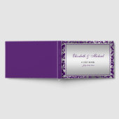 Paarse en Zilveren Damask Swirls Wedding Gastenboek (Volledig)
