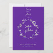 Paarse en zilveren diamant Save the Date Wedding Kaart (Voorkant)