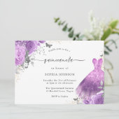 Paarse en zilveren dress & Roos Butterfly Quincean Kaart (Staand voorkant)