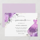 Paarse en zilveren dress & Roos Butterfly Quincean Kaart (Voorkant / Achterkant)