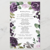 Paarse en zilveren Elegant Floral Wedding Programm (Achterkant)