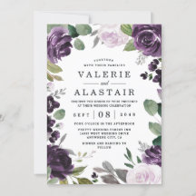 Paarse en zilveren Elegant Floral White Wedding