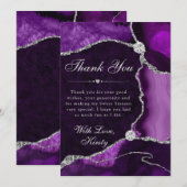 Paarse en zilveren Faux Glitter Agaat Sweet 16 Bedankkaart (Voorkant / Achterkant)