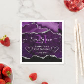 Paarse en zilveren faux Glitter Agate Marble Birth Servet (Insitu)